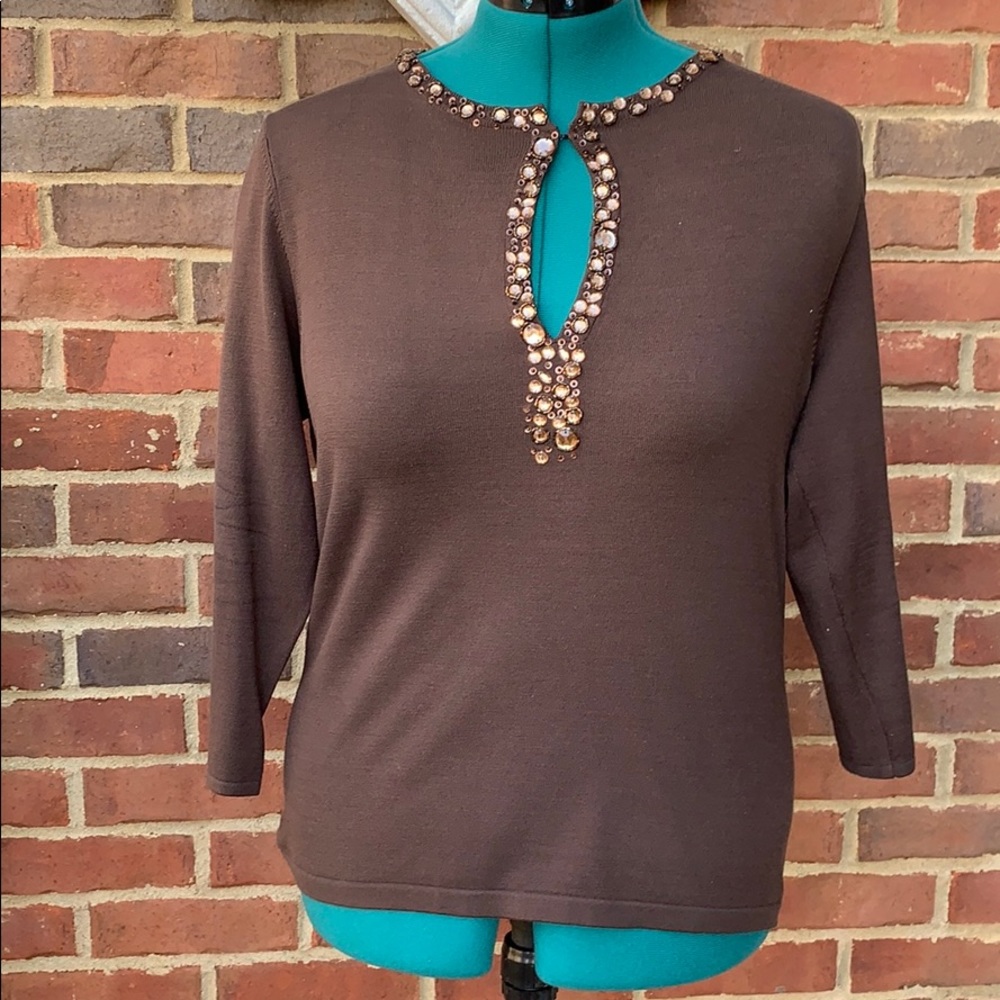 EUC Talbots silk beaded sweater
